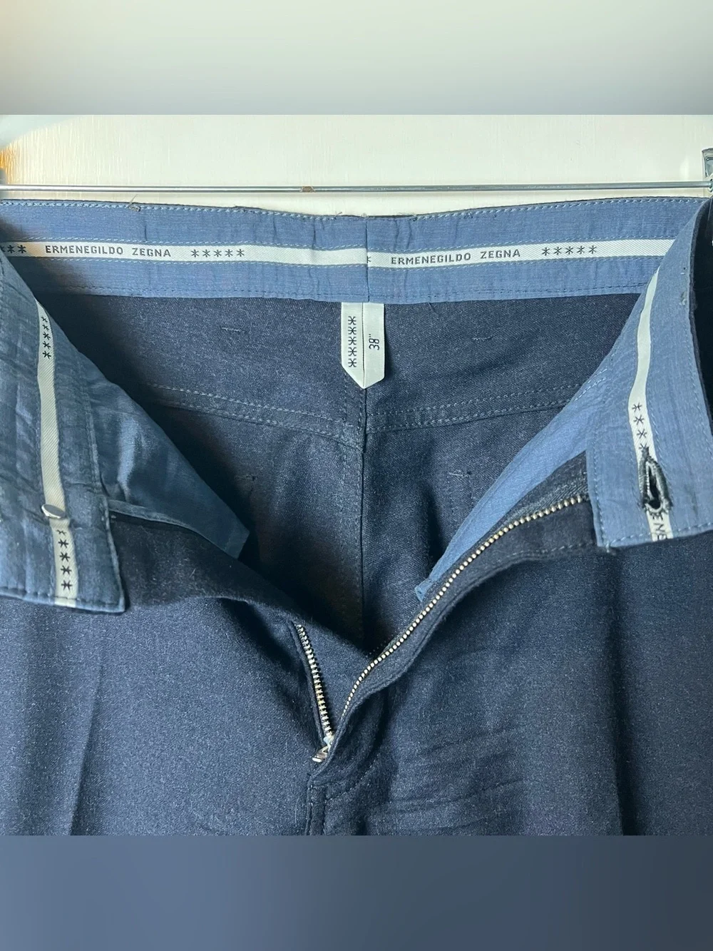 Ermenegildo Zegna Navy Blue Wool 5 Pocket Jean Cut Chinos Mens Sz 38
